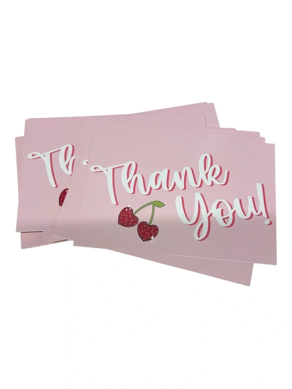 Pink Disco Cherry Cherries 4x6 Thank You Cards Pack of 20